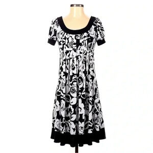 London Times | Black & Grey Floral Cocktail Swing Babydoll Dress Size 4 Small S